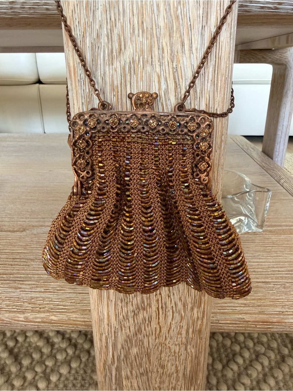 Vintage Beaded Metallic Bronze Evening Clutch - Picture 2 of 8